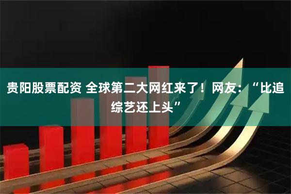 贵阳股票配资 全球第二大网红来了！网友：“比追综艺还上头”
